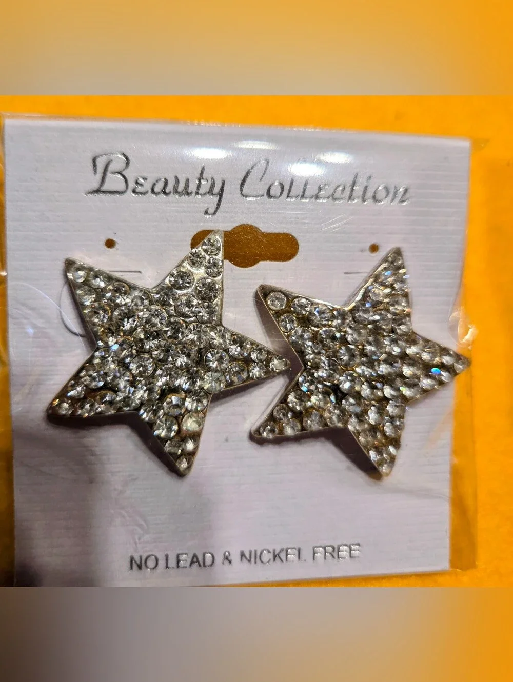 New Silver Star Crystal Earrings and Sunflower Earrings 2 Pair